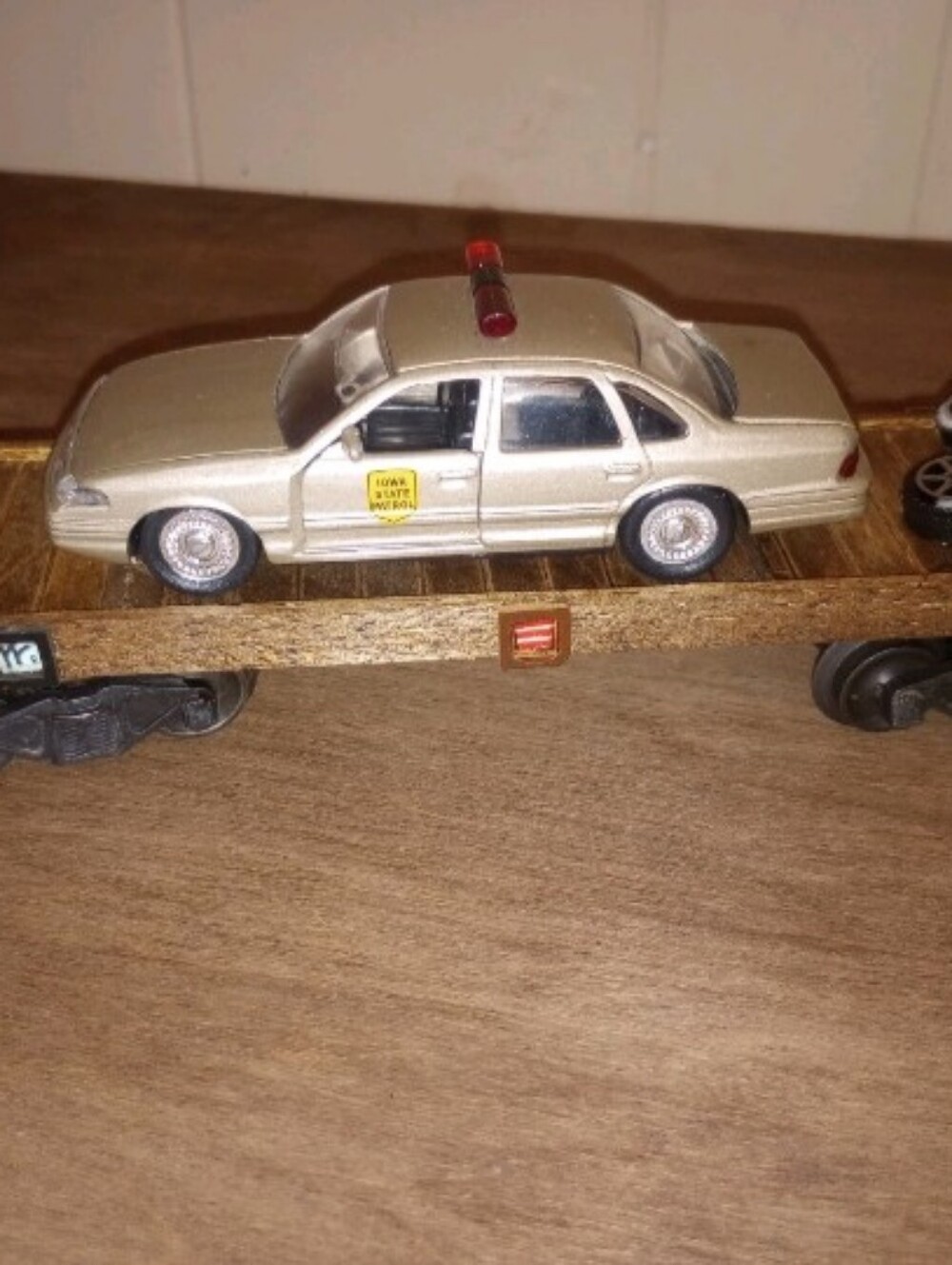 Handmade Freight Car With Police Trooper O-Gauge